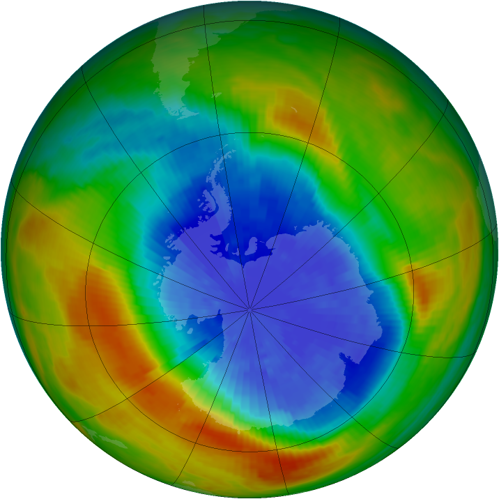 Antarctic ozone map for 24 September 1986